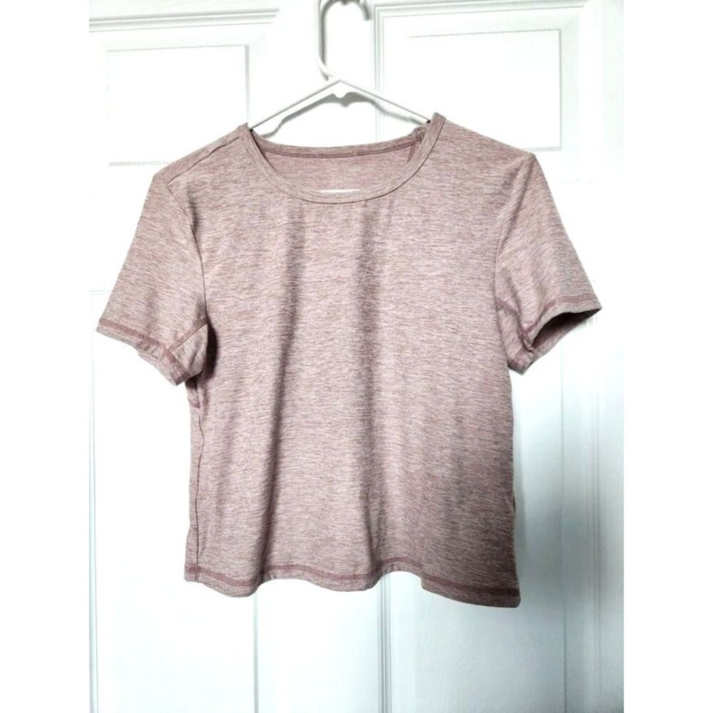 Stretchy Heather pink rose colored workout shirt